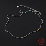 925 Silver Chains Colorful Bead Jewelry Women Necklace
