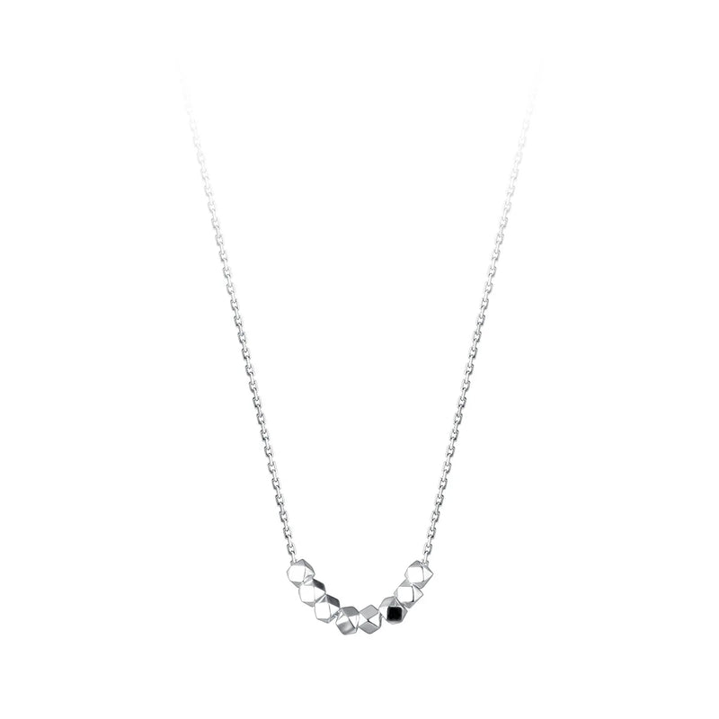 925 Silver Square Bead Necklace for Women