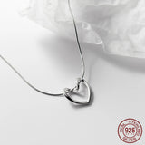 925 Silver Snake Chains Hollow Heart Necklace - 40+5cm Women's Necklace