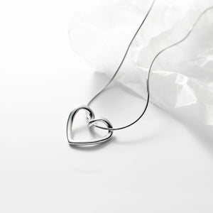 925 Silver Snake Chains Hollow Heart Necklace - 40+5cm Women's Necklace
