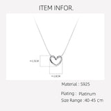 925 Silver Snake Chains Hollow Heart Necklace - 40+5cm Women's Necklace