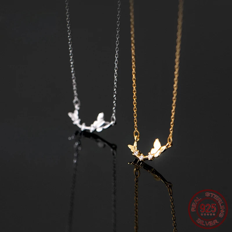 Butterfly Silver Necklace For Women Fine Silver 925 Jewelry Neck Pendants