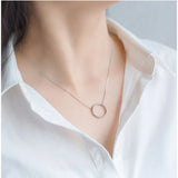 925 Silver Necklace Round Circle Pendants Fine Jewelry for Women