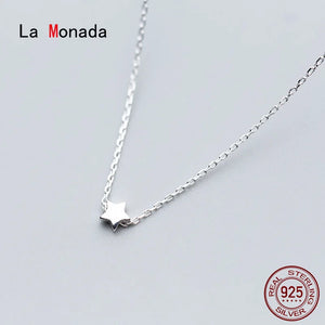 925 Silver Star Pendant Necklace for Women, Fine Silver 925 Jewelry Choker Chain