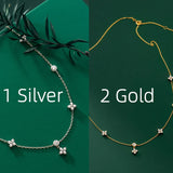 Fine Silver 925 Necklace Flower Star Pendants 925 Silver Chain Woman