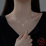 Fine Silver 925 Necklace Flower Star Pendants 925 Silver Chain Woman