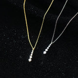Silver Zircon Pendant Necklace 925 Silver Chain Thin Choker