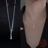 Silver Zircon Pendant Necklace 925 Silver Chain Thin Choker