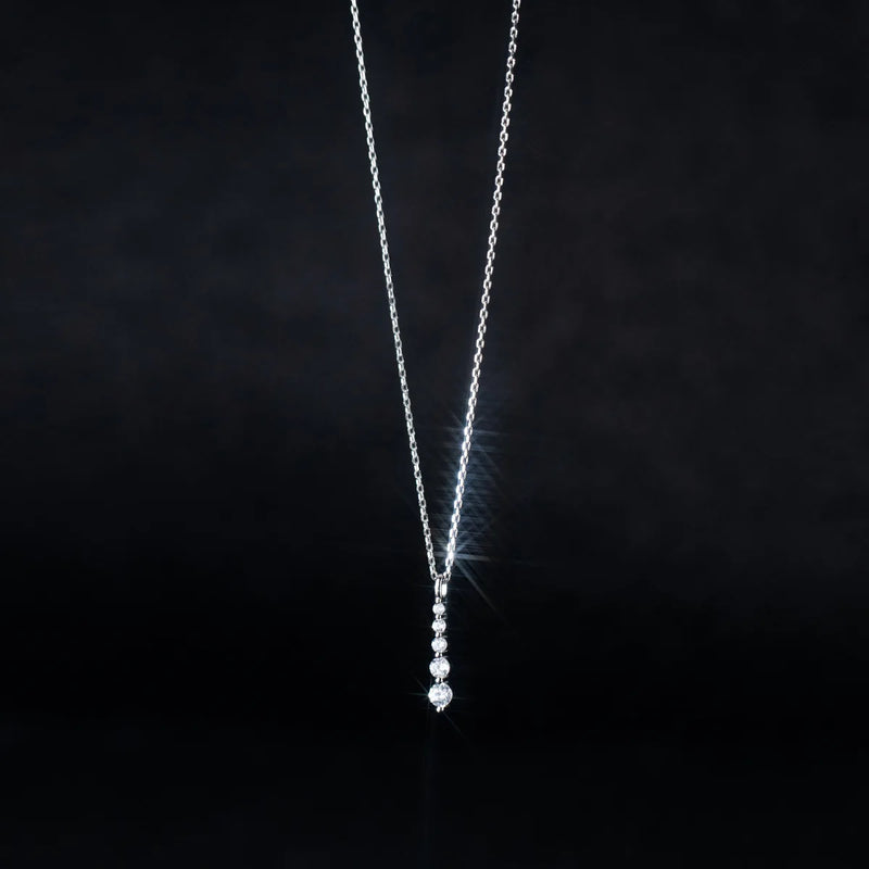 Silver Zircon Pendant Necklace 925 Silver Chain Thin Choker