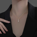 Silver Zircon Pendant Necklace 925 Silver Chain Thin Choker