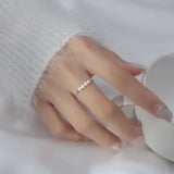 925 Silver Minimalist Synthetic Pearl Women's Ring