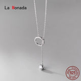 925 Silver Chain Necklace Round Ball 925 Jewelry Female