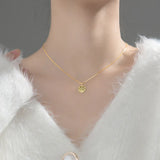 925 Silver Chain Necklace For Women Round Chinese Lucky Happy