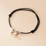 925 Silver Double Bell Red Rope Bracelets Lucky Adjustable