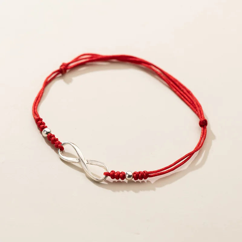 925 Silver Infinite Red Rope Bracelets for Women