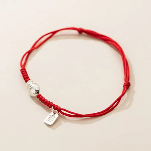 925 Silver Fish Red Rope Bracelets - Lucky Adjustable Blessing