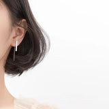 925 Silver Brushed Minimalist Ear Piercing Earrings