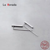925 Silver Brushed Minimalist Ear Piercing Earrings