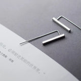 925 Silver Brushed Minimalist Ear Piercing Earrings