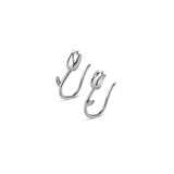 925 Silver Glossy Flower Hoop Earrings for Women