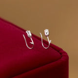 925 Silver Glossy Flower Hoop Earrings for Women
