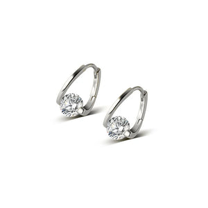 925 Silver Small Hoop Earrings Zircon Geometry