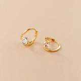 925 Silver Small Hoop Earrings Zircon Geometry