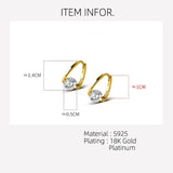 925 Silver Small Hoop Earrings Zircon Geometry