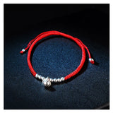 925 Sterling Silver Bell Couple Bracelets Red Thread Rope Jewelry for Women