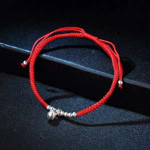 925 Sterling Silver Bell Couple Bracelets Red Thread Rope Jewelry for Women