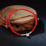 925 Sterling Silver Bell Couple Bracelets Red Thread Rope Jewelry for Women