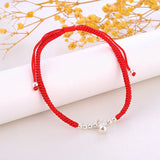 925 Sterling Silver Bell Couple Bracelets Red Thread Rope Jewelry for Women
