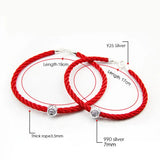 925 Silver Beads Couple Red Rope Bracelets String Jewelry Women