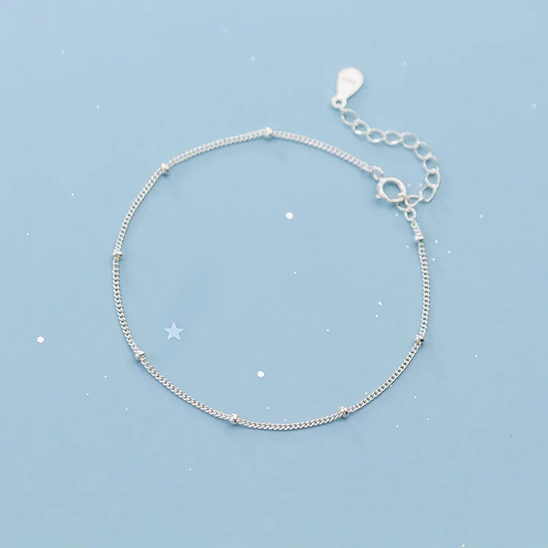 925 Silver Beads Chain Bracelet Women's Jewelry Minimalist