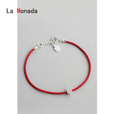 925 Silver Plum Flower Couple Bracelet Red Line Thread String Rope Jewelry