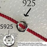 925 Silver Plum Flower Couple Bracelet Red Line Thread String Rope Jewelry