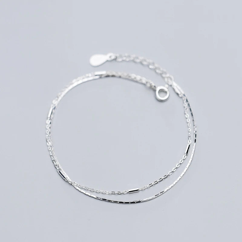925 Silver Bracelets Classic Double Layer Chain Jewelry For Women
