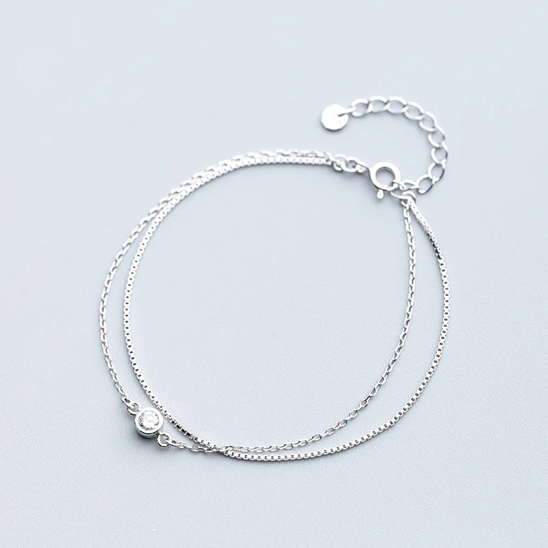925 Sterling Silver Bracelets For Women Double Layer Silver Bracelet 925