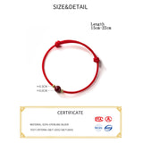 925 Silver Cinnabar Red Rope Bracelet, Lucky Stone