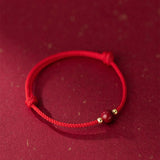 925 Silver Cinnabar Red Rope Bracelet, Lucky Stone
