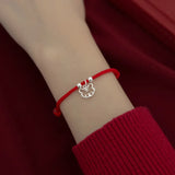 925 Silver Zodiac Tiger Red Rope Bracelets for Women
