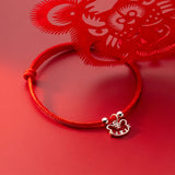 925 Silver Zodiac Tiger Red Rope Bracelets for Women
