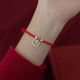 925 Silver Zodiac Tiger Red Rope Bracelets for Women