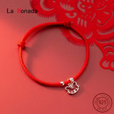 925 Silver Zodiac Tiger Red Rope Bracelets for Women