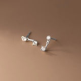 925 Silver Zircon Stud Earrings Women Jewelry
