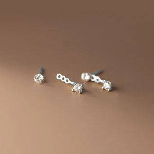 925 Silver Zircon Stud Earrings Women Jewelry