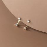 925 Silver Zircon Stud Earrings Women Jewelry