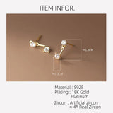 925 Silver Zircon Stud Earrings Women Jewelry