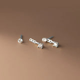 925 Silver Zircon Stud Earrings Women Jewelry