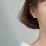 925 Silver Moon Stud Earrings Minimalist Design Women's Jewelry